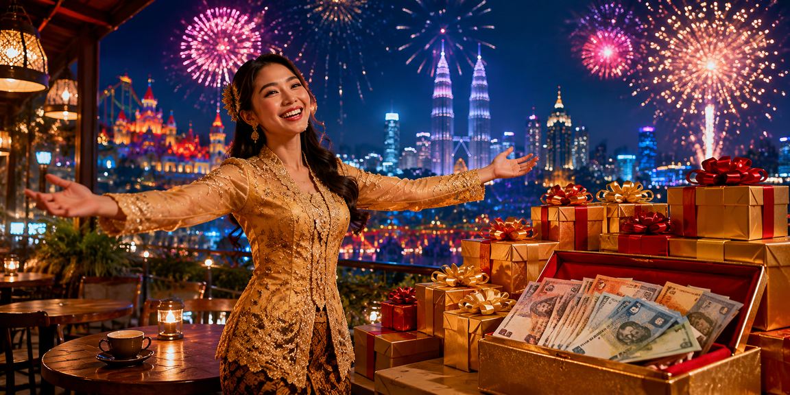 Woman in Malaysian kebaya at an entertainment casino area